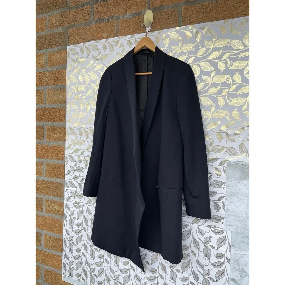 AllSaints Verne Draped Blazer Dress - Avant Garde Asymmetric - Black EU 36